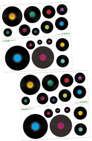 HOMSFOU 4blätter Schichten Vinyl Schallplatten Wandtattoo Musikalische Dekoration Für Wohnzimmer Und Party Kreative Wandgestaltung Mit Einzigartigem Retro-design