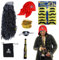 HUAEDNWKYI Piraten Kostüm Zubehör Set, Jack Sparrow Piratenkostüm XXL - Komplettes Herren Piratenkostüm Set mit Augenklappe, Perücke und Münzen – Ideal für Halloween und Piratenpartys
