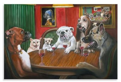 Poster mit Pokermotiv Dogs Playing Poker, Gemälde auf Leinwand, Wandkunst, Poster, Rollbild, Wanddekoration, Heimposter, 20 x 30 cm