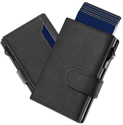 Manmaxim Portmonee Herren Slim mit Große Kapazität Geldbörse Herren mit RFID Schutz Slim Wallet Ohne Münzfach Pop-up kartenportmonai für 11-13 Karten, Karten Geldbeutel mit Magnetverschluss