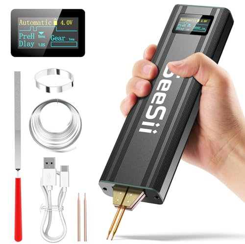 SEESII Saldatrice a Punti per Batterie - SE-209 Mini Saldatore a Punti Portatile Aggiornato 80 Marce con Batteria 5,0 Ah, Spot Welder per Lamiere di Nichel 0,1-0,2 mm, Ferro, Acciaio Inossidabile