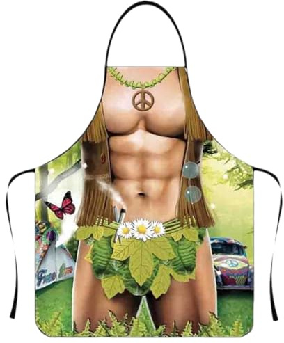 PYRUVAE Muskelmann Grillschürze für Männer Kochschürze Küchenschürze Lustige Schürze Wasserdichte für Herren Damen Geschenk für Party Costume Grill (3)