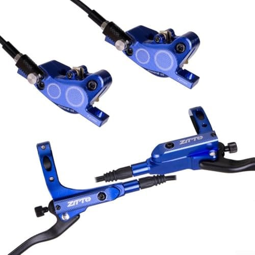 Sistema frenante idraulico a 4 pistoni per mountain bike progettato per lungo termine (blu)