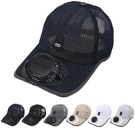 Qosigote Mütze Mit Ventilator, Kappe Mit Ventilator, Atmungsaktive Baseballkappe Mit Solarventilator, USB-Wiederaufladbarer Aus Atmungsaktivem, Langlebige Kühlung Für Camping Radfahren Laufen