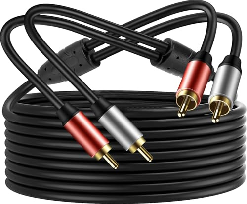 SAISN Stereo RCA Audio Cable 10ft, Gold Plated 2RCA Male to 2RCA Male – Hi-Fi Audio Cord for Subwoofer, HDTV, Amplifier, Home Theater, Speaker, DVD/CD Player