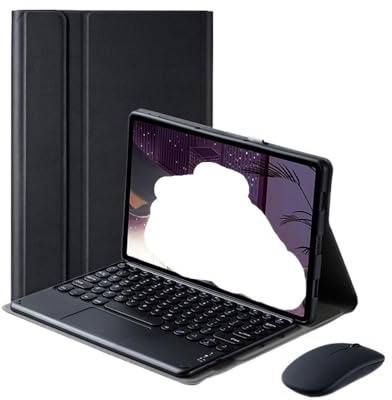 NFQZAWSKX QWERTY Keycap Keyboard Flip Leather Protective Case Suitable for Xiaomi 7/7pro-11.2 inch(Black+touch keyboard+mouse)