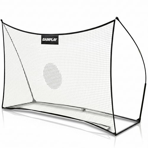 GainPlay Rebounder240 Fußball Rebounder 240x180cm – Trainingsnetz für Pass- & Schusstraining, Stabiler Stahlrahmen, inkl. Tasche, Erdanker & Gewichte – Fußball Trainingsgerät für Kinder & Jugendliche