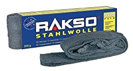 RAKSO Stahlwolle fein 00-1 Banderole à 200g, glättet Hölzer, Reinigung Kunststoffjalousien, Gartenmöbel, aufpolieren Aluminium
