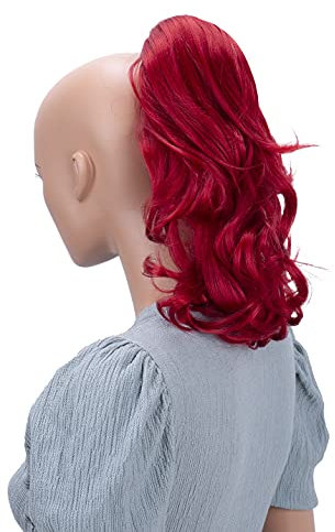 CAISHA 35cm Haarteil Helena Zopf Haarverlängerung mit Butterflyklammer Voluminös Gewellt Intensivrot H93