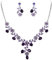 EVER FAITH® österreichischen Kristall Blätter Blume Form elegant Braut Halskette mit Ohrring Anhänger Schmuck-Set lila Silber-Ton N03848-11