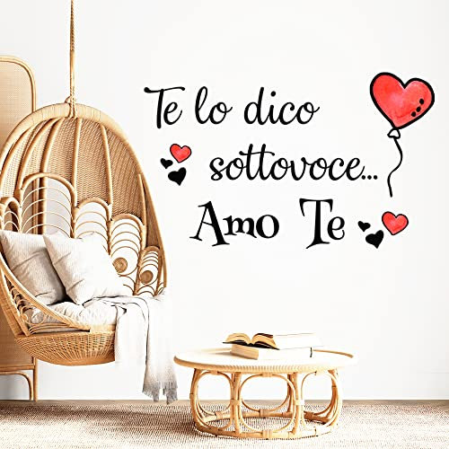 STICKER DESIGN Scritte adesive per pareti con Cuori, Adesivi Murali con Frasi d’amore, Adesivo muro decorativo con Frase Adesiva per Decorazioni Pareti, Salone, Cucina e Camera