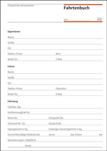 Sigel© Fahrtenbuch, fr Pkw und Lkw, mit Klammerheftung, A5, 32 Blatt, 32 Blatt