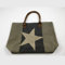 Deko AS GmbH Cotton Canvas Tasche mit Stern - grau-beige - 45 x 32 cm - 74162