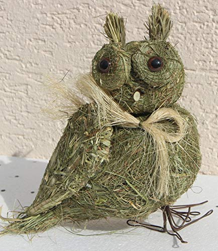 Deko Heu Figur Eule stehend Heueule Höhe 20 cm Tierfigur aus Naturmaterial Heu zum Basteln Heudeko