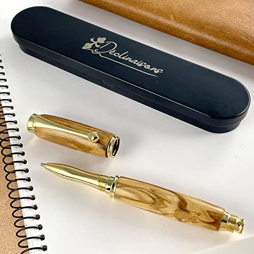 Déclinaisons – Premium-Rollerball-Stift aus italienischem Olivenholz, handgefertigt in Frankreich, personalisiertes Geschenk mit Gravur, geliefert mit Metallbox | Unternehmen, Weihnachten, Geburtstag