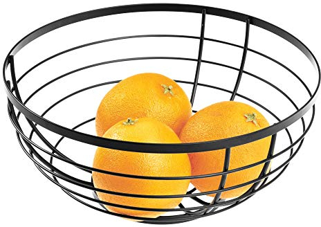 iDesign AUSTIN Corbeille de Fruits au Design Ouvert, Panier de Fruits Rond en Métal, Noir Mat