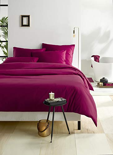De Witte Lietaer Olivia Bettwäsche, Satin, Baumwolle, gekämmt, Rot Betterave/Beet Rot, 260 x 240 cm + 2 Kopfkissenbezüge