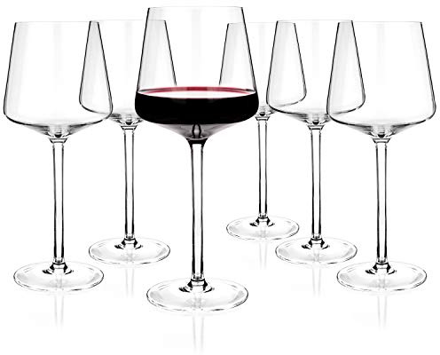 LUXBE - Juego de 6 copas de vino de cristal, copas grandes de vino tinto y blanco, copa 100% sin plomo, pinot noir, borgoña, burdeos, 20 onzas