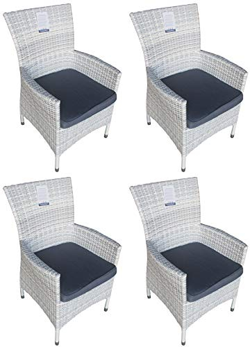 Mandalika Garden 4X Polyrattan Diningsessel Monaco Ice White, Gartensessel