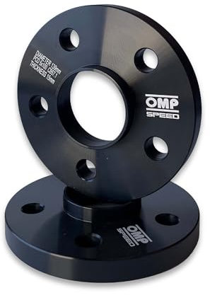 OMP Speed Juego de 2 Separadores Doble Centrado Grosor: 15mm PCD: 5x100 CB: 57.1 OD: 139 Tornillo x20 M14x1.5 Conico + 14x1.5 Esferico + Antiropo Negro Aluminio - OMPS08401501