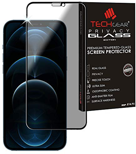 TECHGEAR Anti Spy Screen Protector for iPhone 12 Pro Max - PRIVACY Filter 3D GLASS Edition Genuine Tempered Glass Full Screen Protector Guard Cover Compatible with iPhone 12 Pro Max 6.7