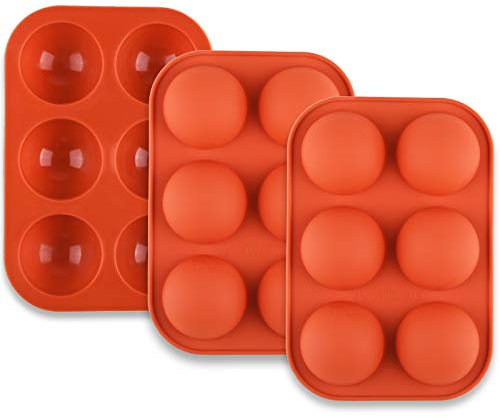 Mirenlife Molde de silicona de 6 cavidades semiesféricas de media esfera, molde de silicona para hornear para bombas de chocolate caliente, pasteles, gelatina, mousse de cúpula, jabón, juego de 3