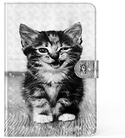 LMFULM® Case for Lenovo Tab M8 TB-8505F / TB-8705F (8.0 Inch) PU Leather Protective Shell Smart Case with Stand Case Flip Cover Holster 3D Smile Cat