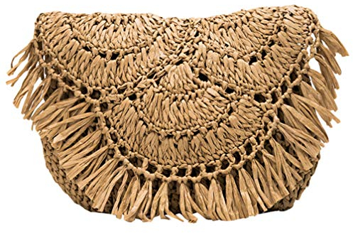 Lurrose Stroh Woven Handtasche Strand Tasche Umhängetasche Quaste Sommer Schulter Tasche Umschlag Geldbörse Brieftasche für Urlaub Am Meer ()