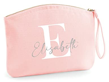 minimutz Schminktasche für Mädchen mit Name | Motiv Buchstabe Initiale inkl. Namensdruck | Personalisierte Kosmetiktasche Ordnungshüter Mädchen Damen L (28 x 22 cm) Rosa