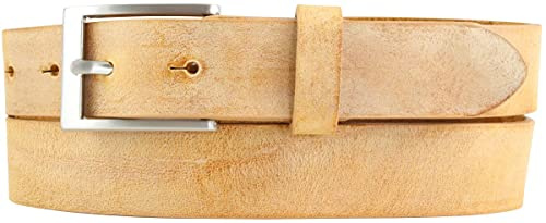 BELTINGER Kinder-Gürtel aus weichem Vollrindleder Vintage-Look 3 cm | Ledergürtel für Jungen 30mm | Schmaler Gürtel Used-Look | Senfgelb 55cm