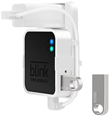 256GB USB Flash Drive for Local Video Storage with Outlet Mount for Blink Sync Module 2,Short Cable Save Space and Easy Move Mount Bracket Holder for Blink Outdoor Indoor Home Security Camera