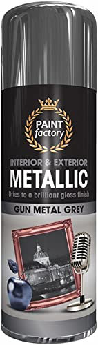 Q&H Metallic Gunmetal Grey Spray Paint for Cars - Aerosol Paints Apply On Furniture, Plastic, Metal, Wood, Decorative Items - Interior & Exterior Quick Drying Brilliant Gloss Finish Home 400ml (1)