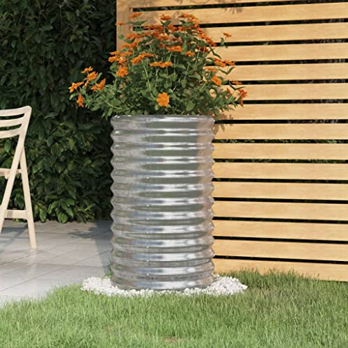 WIFESE Blumentopf Pflanzkübel Pulverbeschichteter Stahl 40x40x68 cm Silber Blumentopf Gross Hochbeet Metall PflanzküBel Groß AußEn BlumentöPfe Plant Box Pflanzgefäß für Patios, Gemüsebett