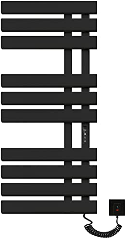 Scaldasalviette Elettrico, 500x1100mm Radiatore Scaldasalviette, Parete Stendino Elettrico, Temperatura costante intelligente Portasciugamani da Bagno Elettrico, Termoarredo Elettrico-Black Right