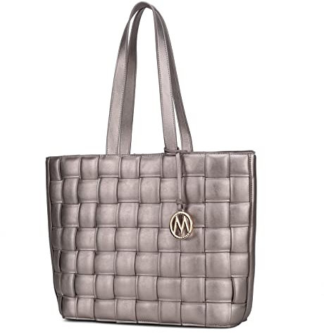 MKF Collection Tragetasche für Damen, veganes Leder, gewebt, Tragegriff oben, Handtasche, Rowan Zinn, Large