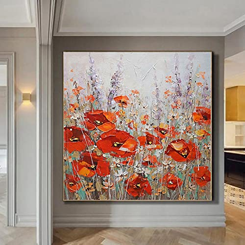 RGVV Handgemalte Acryl Gemälde Auf Leinwand,Original Handgemalte Leinwandbilder Moderne Fotografie Kunst Blumen Ölgemälde Rahmenlose Strukturierte Kunstwerke Wandmalerei Für Wohnzimmer Schlafzimmer W