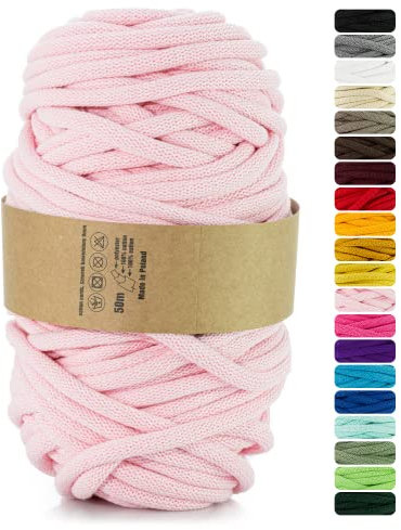 Netuno 1x Makramee Garn Rosa 9 mm 50 m Baumwollkordel mit Polyesterkern Dickes Garn Makramee Kordel aus Baumwolle Kordelband Naturkordel Makramee Kordel Makramee Faden Cotton Cord Macrame