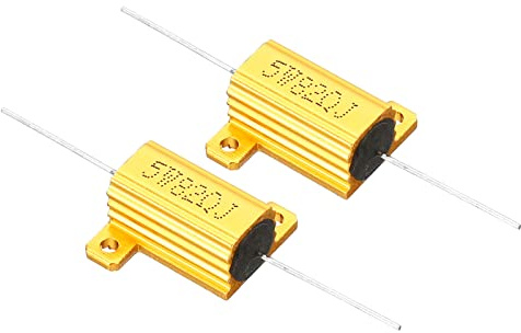 PATIKIL 2 Stück 5W 82 Ohm Aluminium Hülle Widerstand Gehäuse Draht Widerstände Schraube Tap Leistungswiderstand Goldton