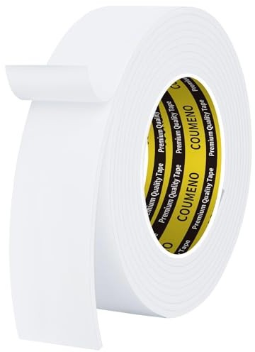 COUMENO Weißes Schaumstoff-Klebeband, 45mm x 5m, EVA-Dichtungsband | 3mm Einseitiges Selbstklebendes Moosgummi-Dichtungsband für Türen und Fenster, Wind-/Kälte-/Wärme-/Schall-/Kollisionsschutz