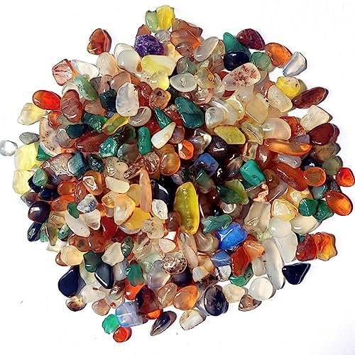 DEEDOCHY Decorative Rocks for Planters,0.44lb Agate Aquarium Gravel Rocks,Crystal Chips Stone Crushed Quartz for Crafts, Vases Filler, Succulent Plants, Aquarium Gravel Rocks (Agate)