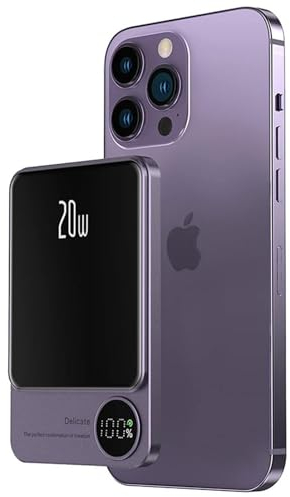 LUCKYDUO Caricabatterie Portatile Magnetico Wireless 5000mAh 15W 9MM Sottile Mag-Safe Power Bank Carica Rapida LED Display Batteria Portatile per iPhone 15/14/13/12/Mini/Pro/Pro Max