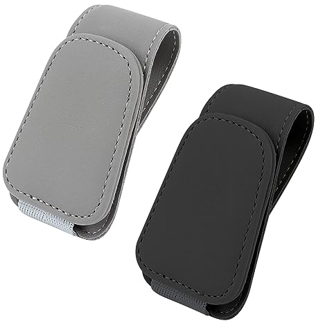 MXTIMWAN 2 Pezzi Porta Occhiali Auto, Supporto Magnetico per Occhiali da Visiera, Universale, Portaocchiali Auto in Pelle Clip per Visiera, Auto