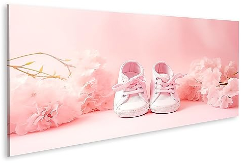 islandburner Bild auf Leinwand Schwangerschaft Geburt Rosa Stiefel Babys Blumen Schwangerschaft Geburt Bilder Wandbilder Poster JDJM-Pano