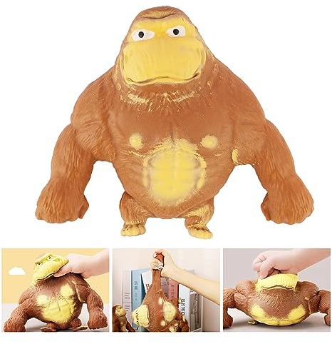Gorilla Stress Toy, Squishy Monkey Toy, Gorilla Spielzeug zum Stressabbau, Gorilla-Stressabbau-Spielzeug, Anti-Stress-Spielzeug, Stressabbau Spielzeug für Kinder und Erwachsene(Braun)