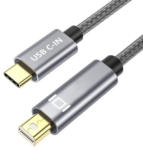 MOBKAJUI Unidirectional USB C to Mini DisplayPort Cable, Thunderbolt 3 Cable to Mini DP 6.6FT/2m, Compatible for MacBook Pro/Air 2024-2019, Surface Book2, Galaxy S21/9/10/20 【NOT for Thunderbolt1/2】