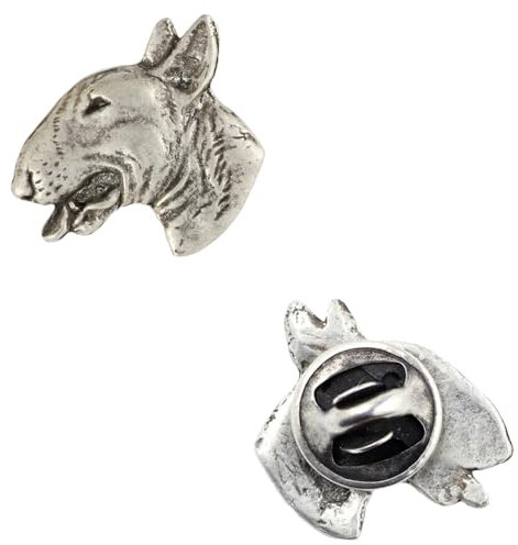 Art-Dog Unikate Silber Hund Anstecknadel - Versilbert Handmade - Broschen Frauen - Lustige Pins - Silber Brosche Schmuck - Bullterrier II – 1,8x2,1x4,5cm