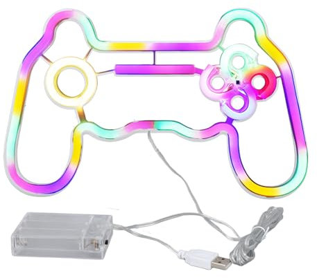 Colorful LED Game Controller Neon Sign, USB, Battery Powered LED Neon Light Decor for Gaming Room
