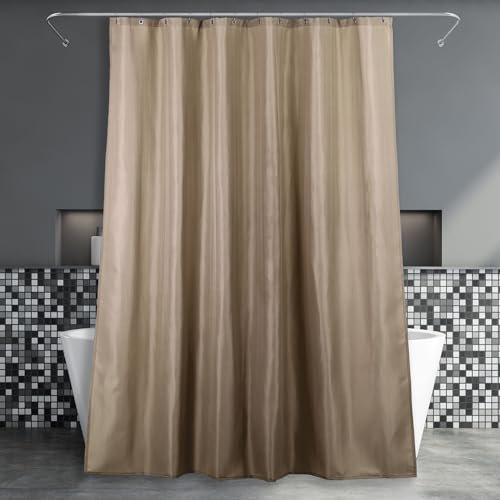 Rideau de Douche Extra-Long Beige Kaki Taupe - Anti-Moisissure, Hydrofuge, Lavable, Léger en Polyester pour Salle de Bains - Simple et Élégant - 183 x 214 cm