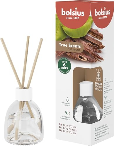 Bolsius True Scents - Duftstäbchen Raumduft Diffuser - Oud-Holz - 1 Stk. - 60 ml - bis zu 6 Wochen - Haus Parfüm - mit Natürlichen Extrakten