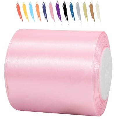 MORAINJAY 100mm Nastro di Raso,23M Rosa Nastro Satin per Confezioni Regalo,Nastri Raso Decorativo per Bouquet da Sposa,Fiocchi per Capelli,Decorazione Torte,Compleanno,Natale,Battesimo